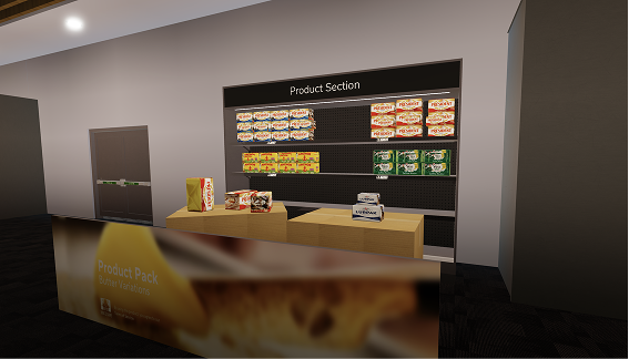 Butter Product Pack shelf display in a ROBLOX store